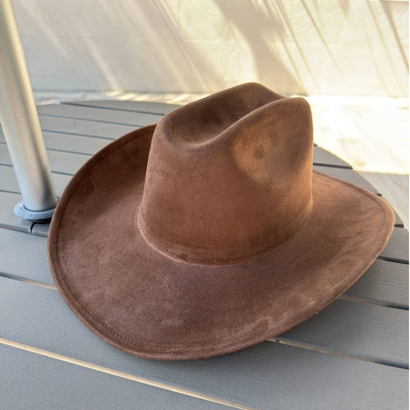 🤠 Vegan Suede Cattleman Cowboy Hat: Brown