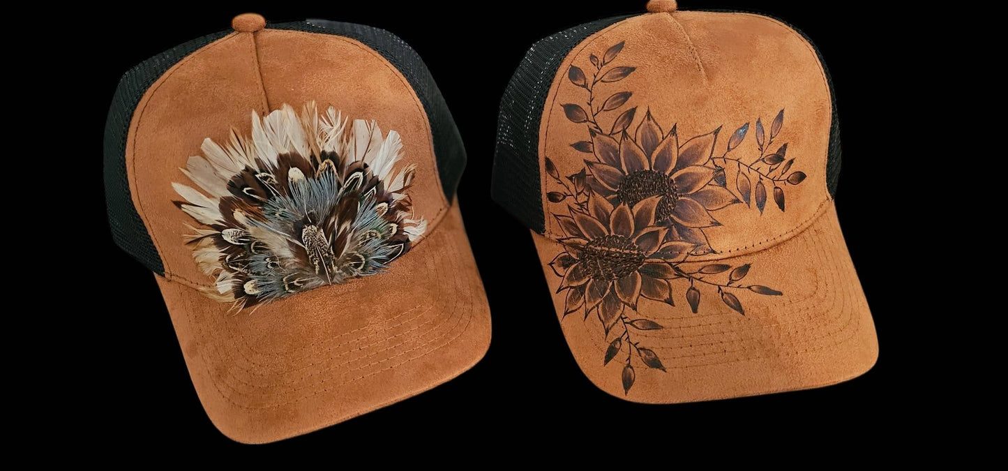 Trucker Cap Vegan Suede : Black/White