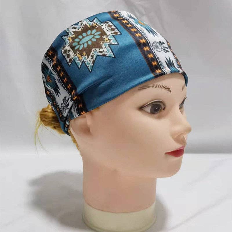 Ethnic Vintage Wide Print Sports Headband: Coffee