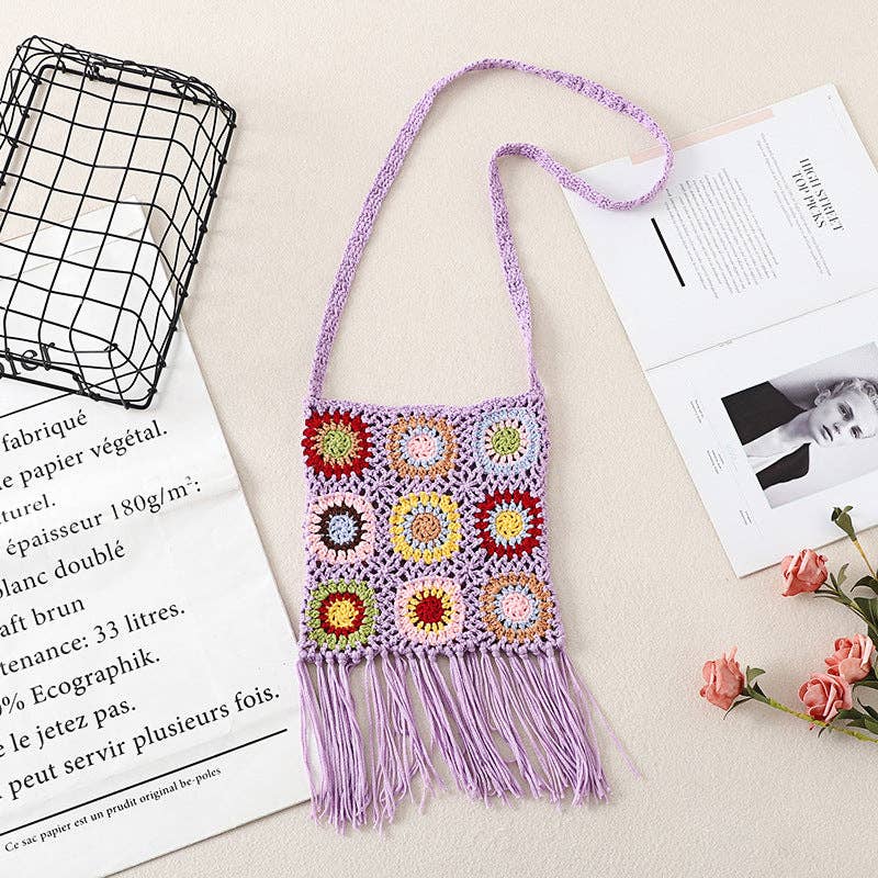 Tassel Handmade Crochet Bag - Exquisite Handcrafted Slingbag: BLACK