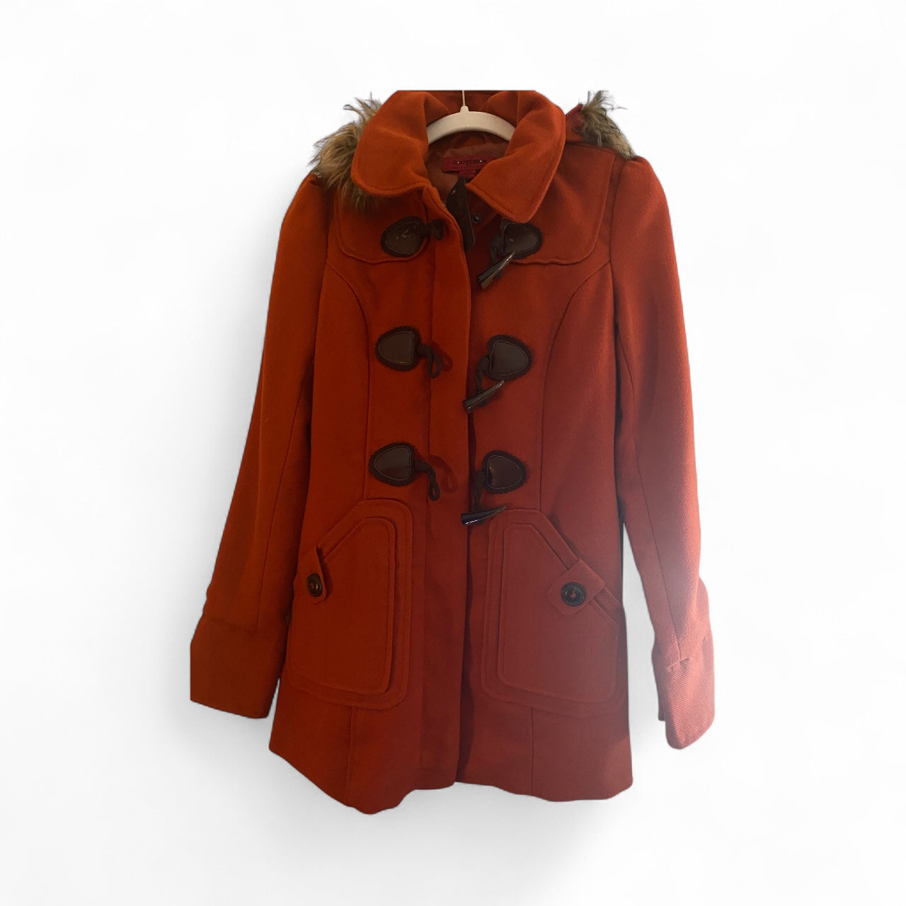 Rust vintage coat with hood size small