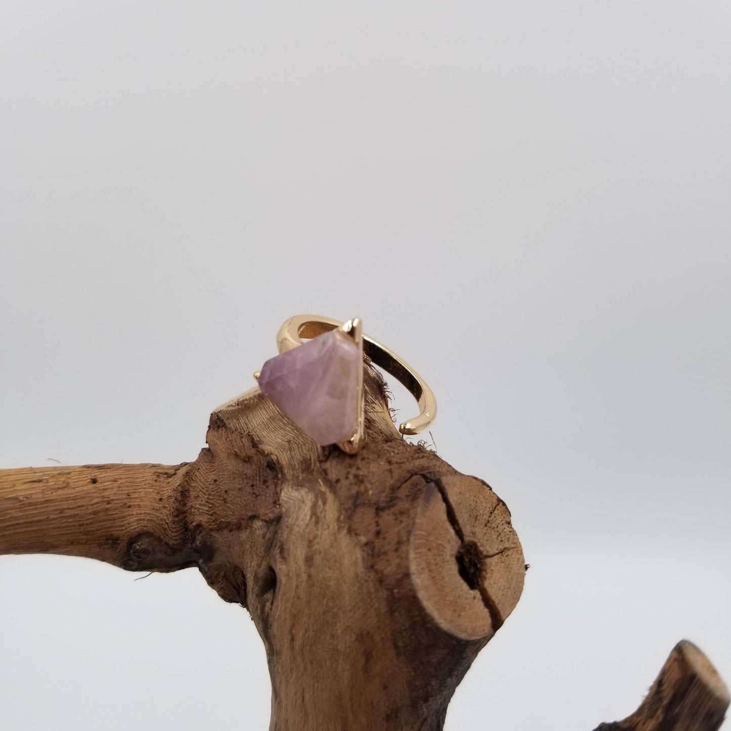 Triangle Natural Stone Ring: Purple