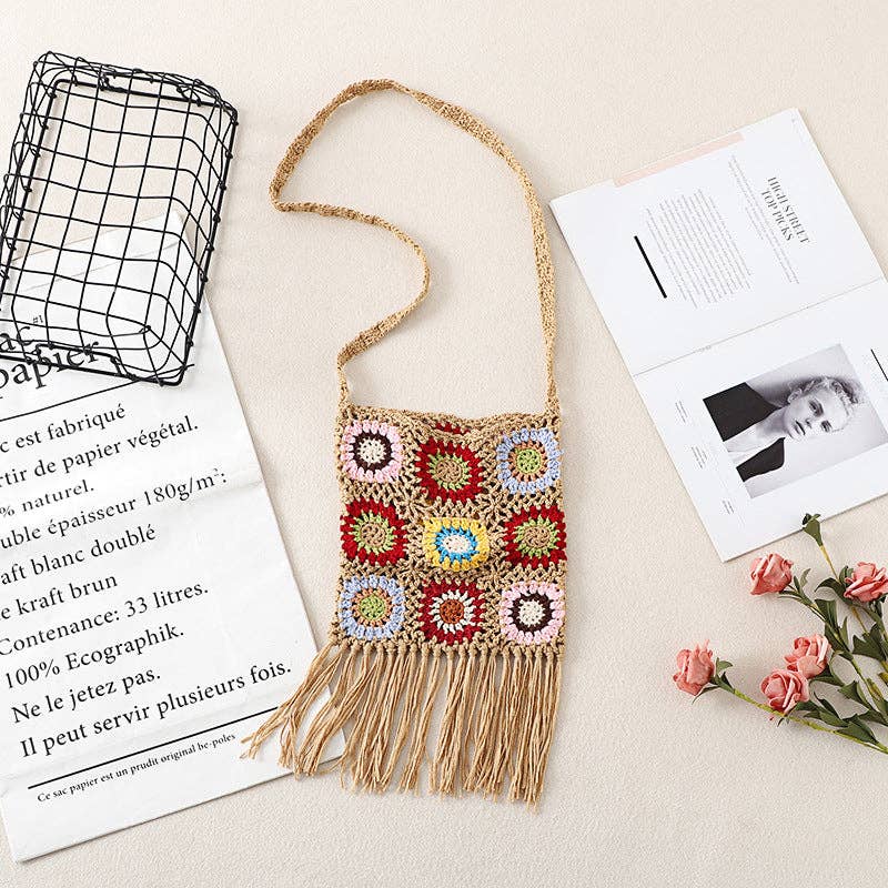 Tassel Handmade Crochet Bag - Exquisite Handcrafted Slingbag: BLACK