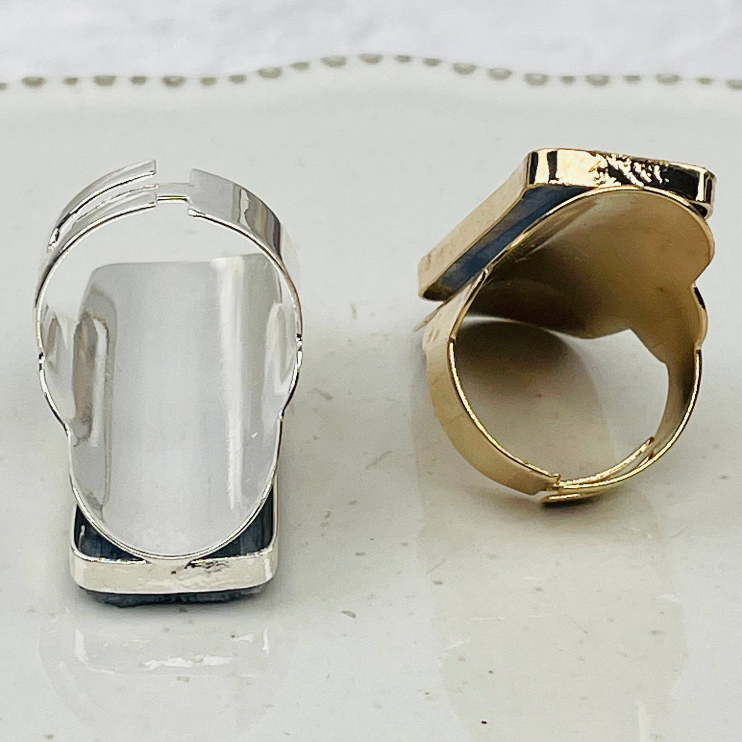 Crystal Blue Kyanite Adjustable Ring: Silver