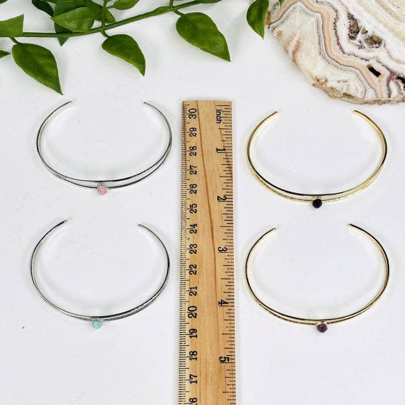 Crystal Droplet Gemstone Bracelets: Silver / Rhodochrosite