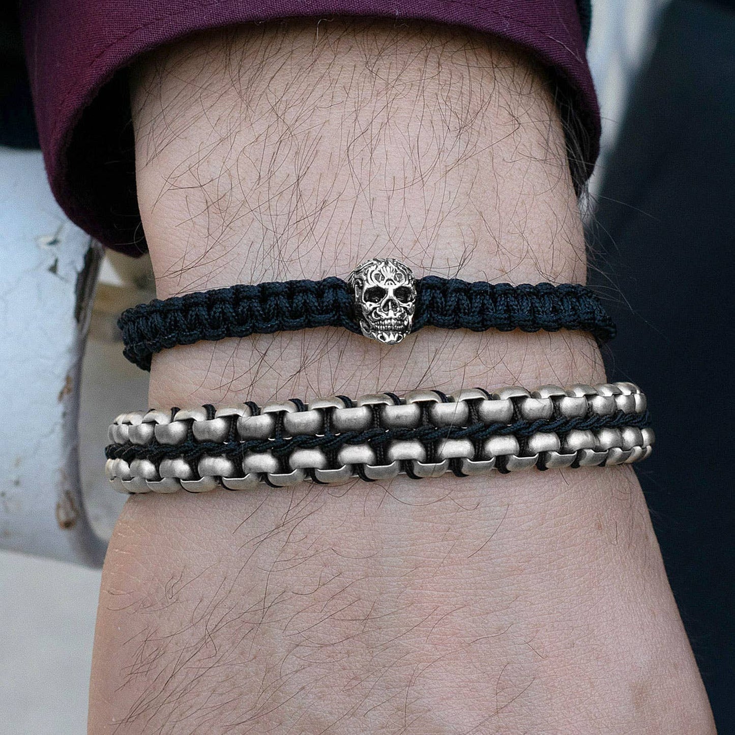 Crucible Skull Nylon Rope Cord Adjustable Bracelet