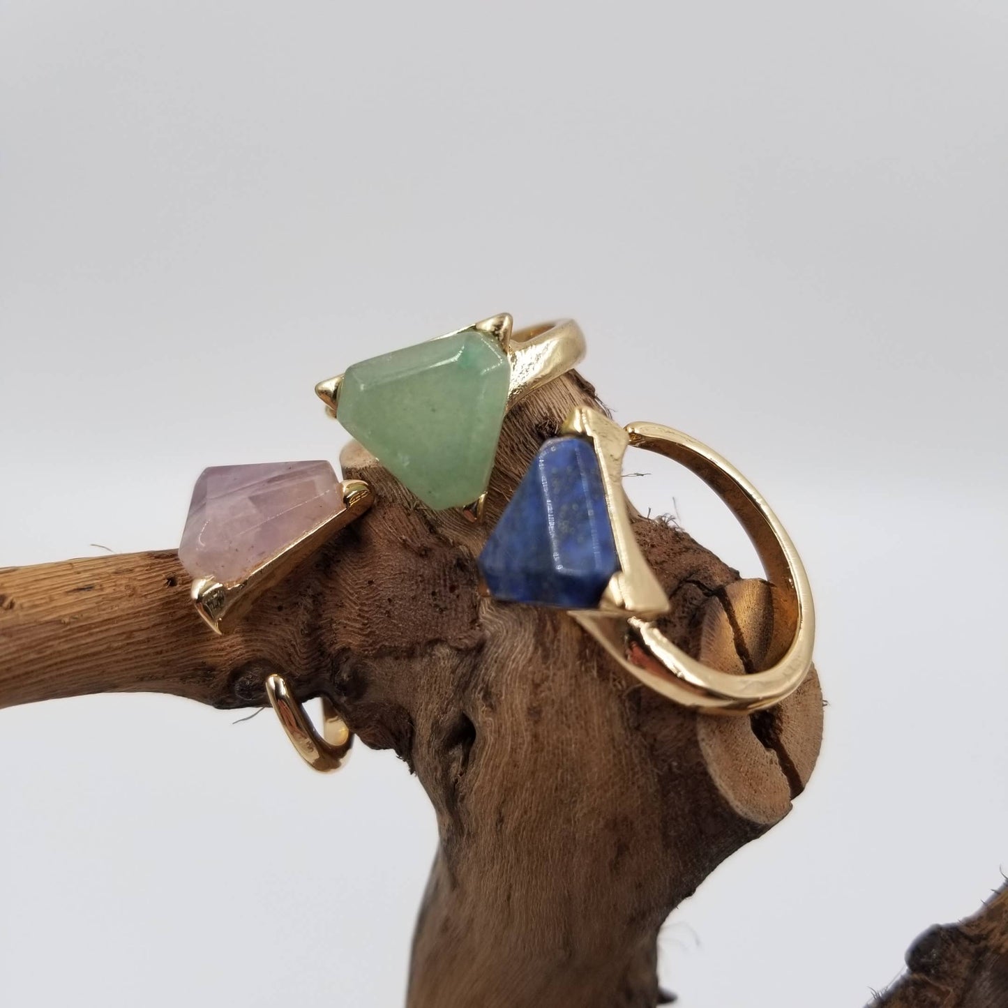 Triangle Natural Stone Ring: Blue