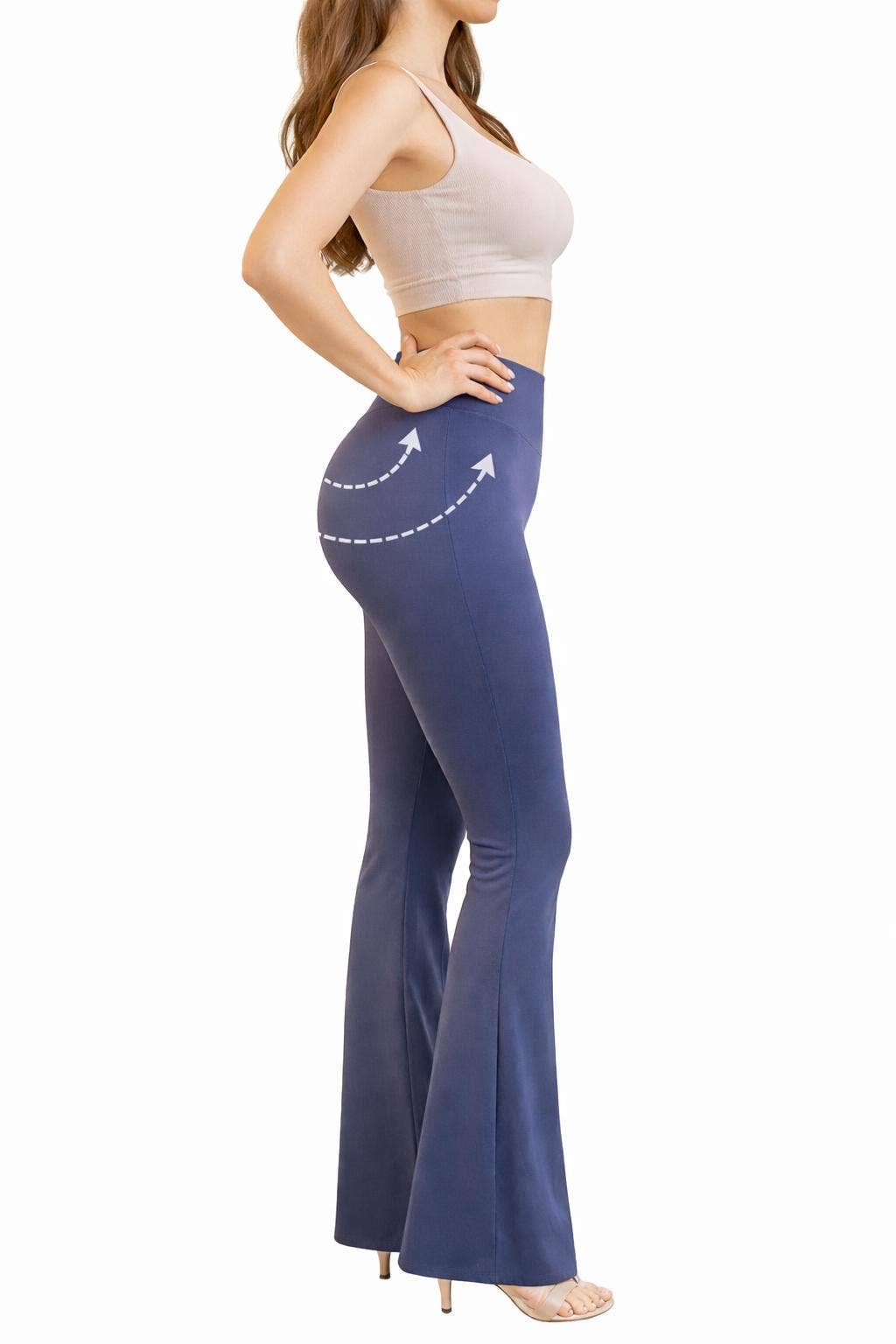 Faja waist control hip lifting flare body shaper yoga pants: Navy