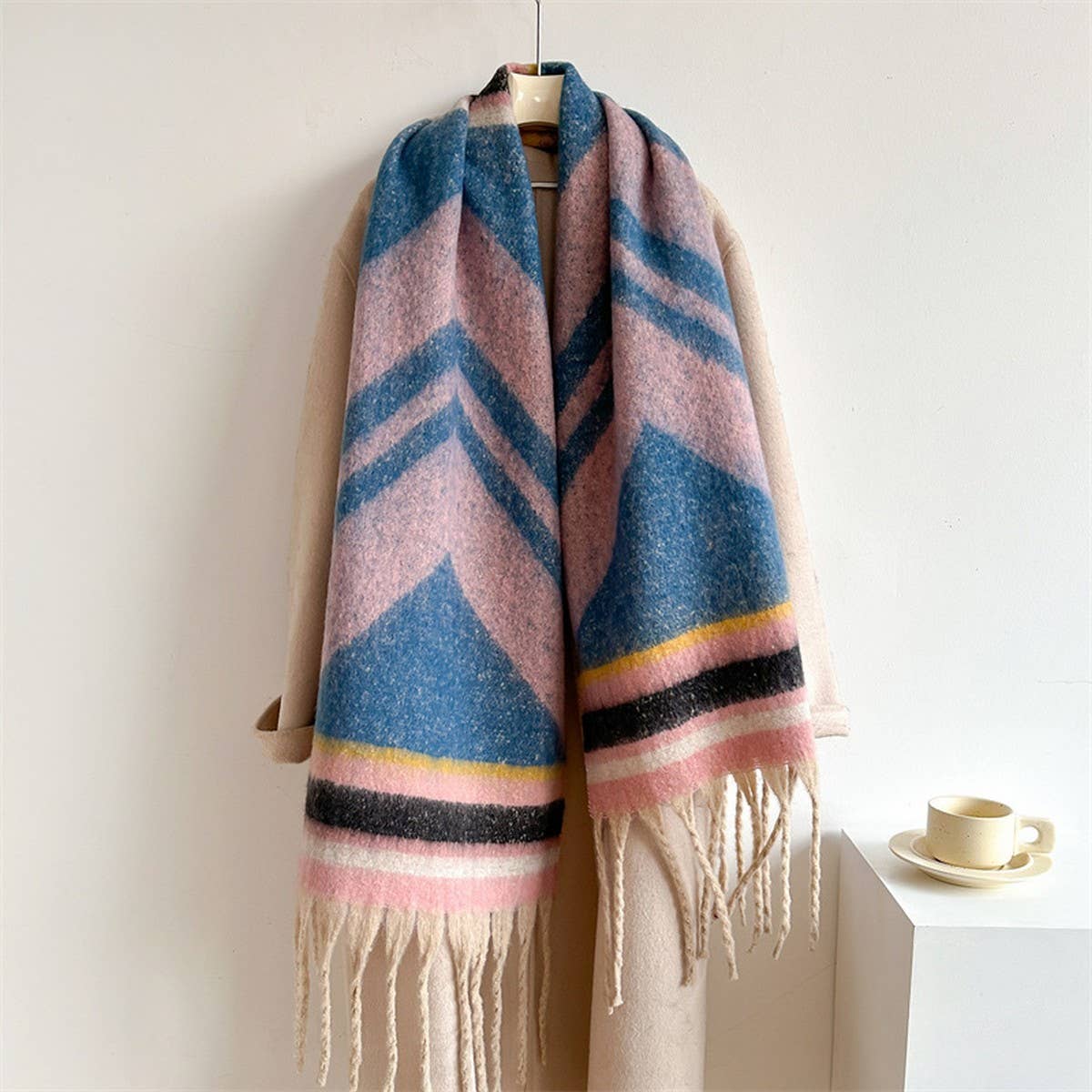 Autumn Winter Long Scarf - Thick Cozy Wrap_CWASC0974: KHAKI / (OS) 2
