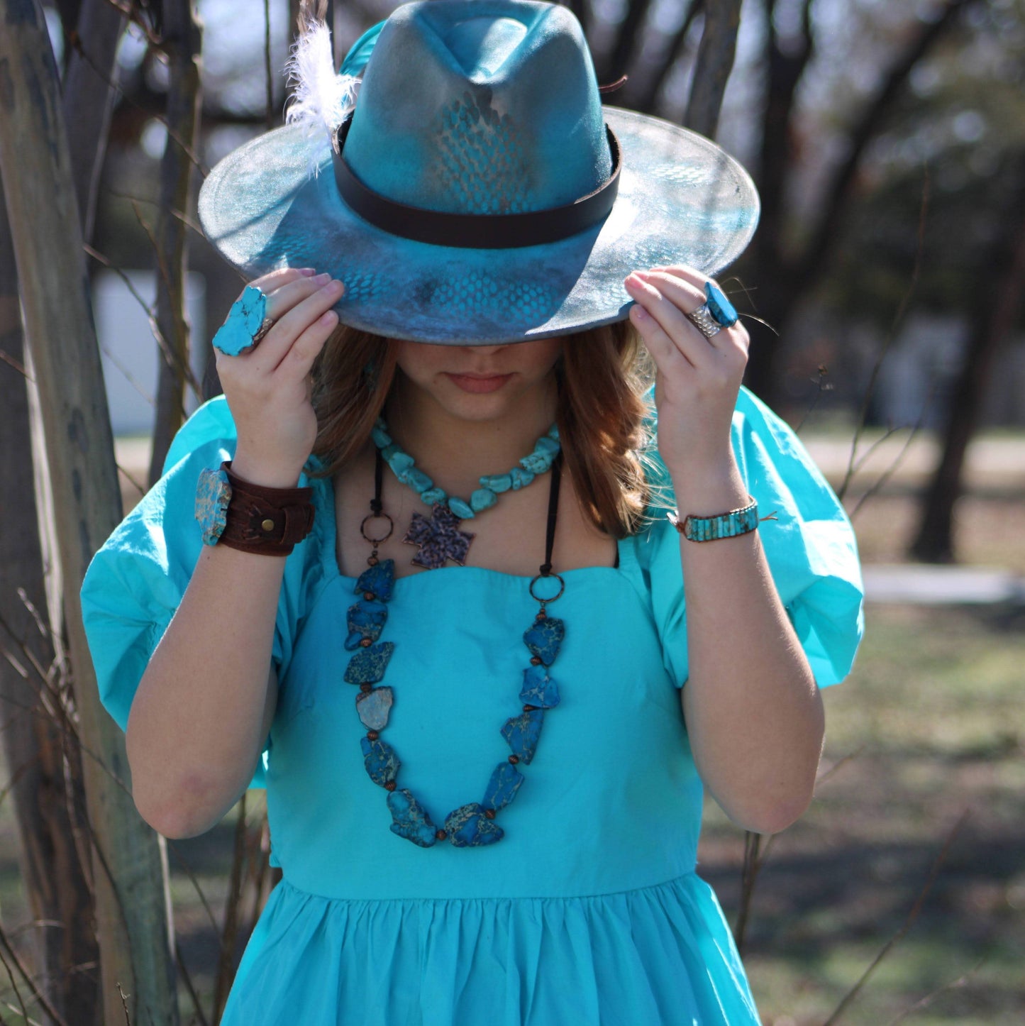 Blue Regalite Chunky Statement Ring