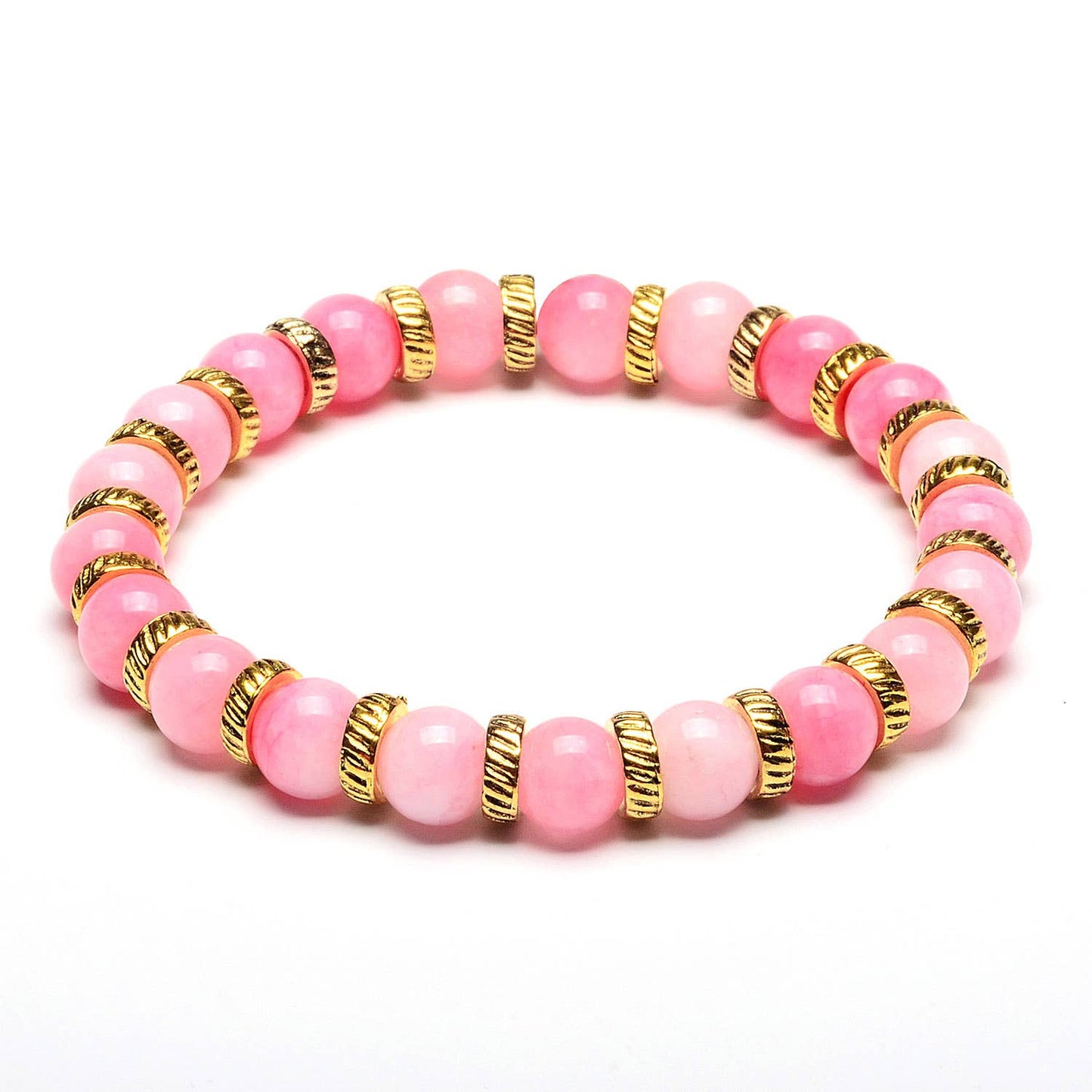Dyed Jade Stone Bead Stretch Bracelet (8mm): Pink
