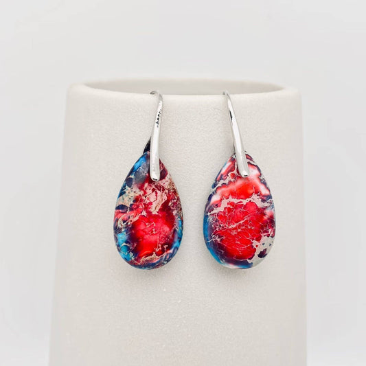 Drop-shaped Colored Emperor Stone Earrings - CS: A
