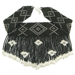 Handmade Beaded Black Medicine Man'S Eye Choker Necklace