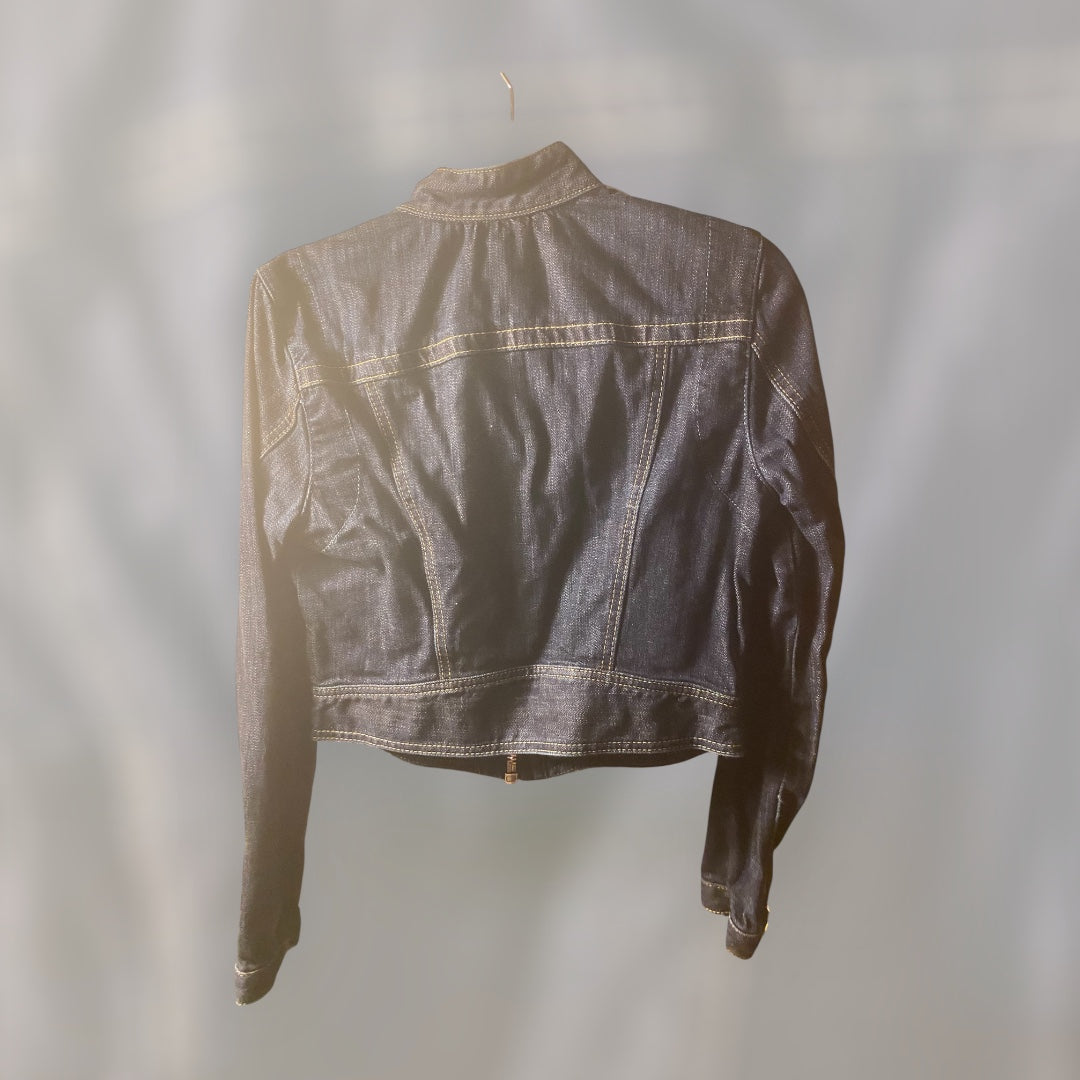 Denim hi collar jacket - blue denim
