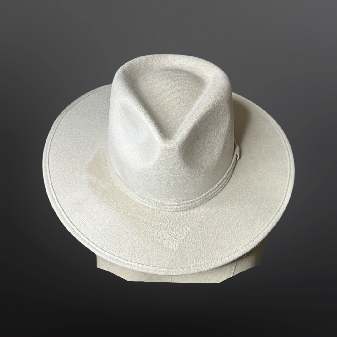 Tear Drop Vegan Suede Rancher Flat Brim: Rust / Large