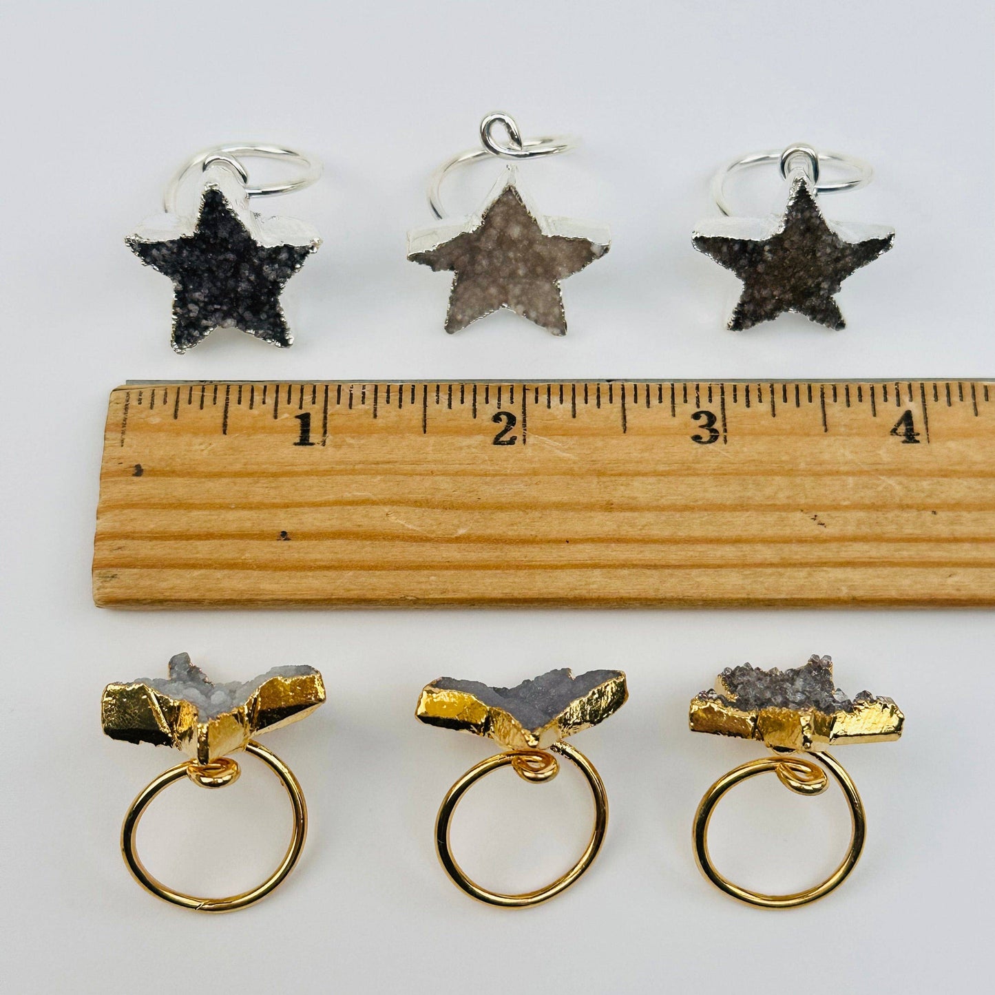 Crystal Druzy Star Wrap Ring: Silver