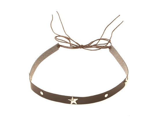 HB-13 Hat Band - Silver Star Studded Leather - New!