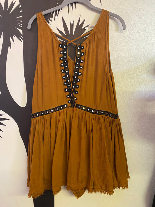 Rust studded skort