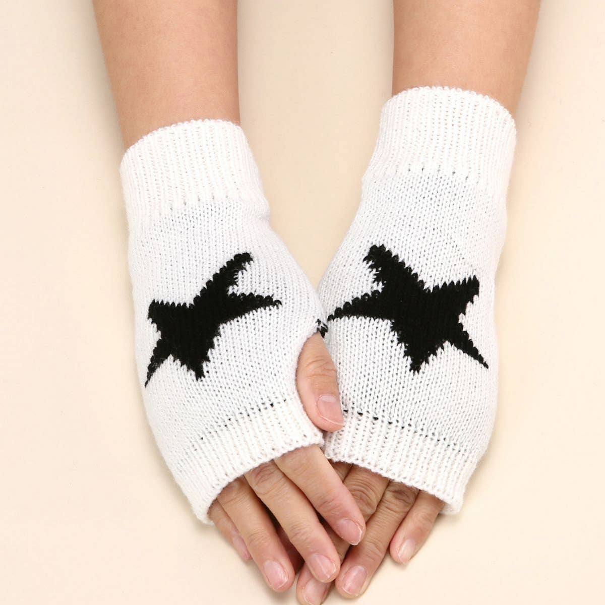 Acrylic Star Arm Sleeves – Warm Fingerless Design_CWAG0085: COFFEE / (OS) 2