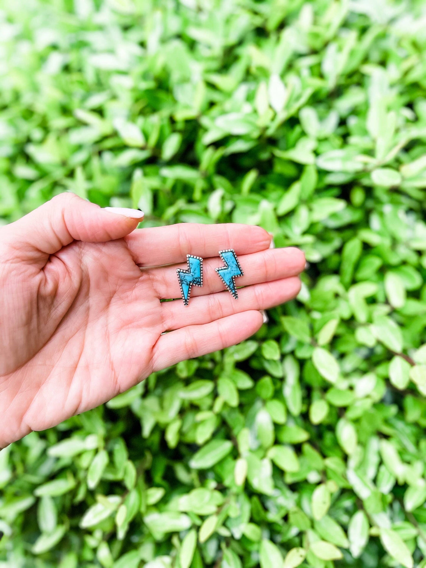 Western Lightning Bolt Thunder Earrings: Turquoise