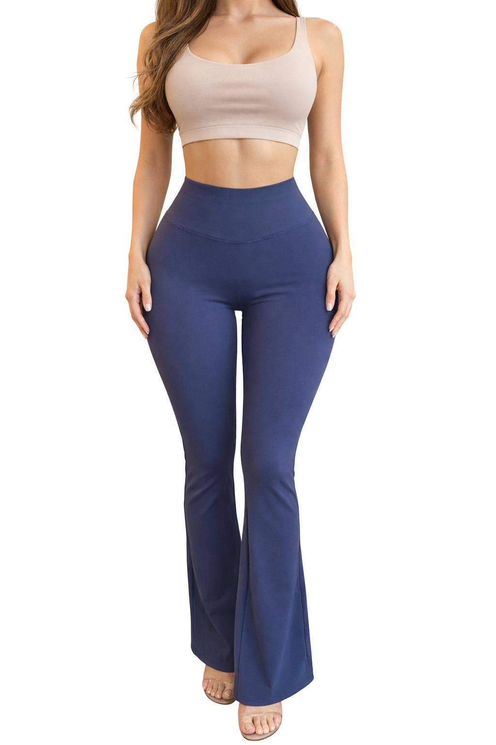 Faja waist control hip lifting flare body shaper yoga pants: Navy