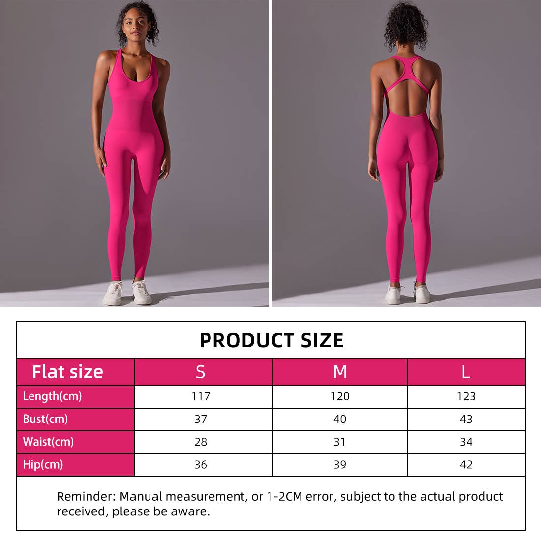 Women Seamless Women's I-Back Tight Yoga Sport Jumpsuit: Gray / M