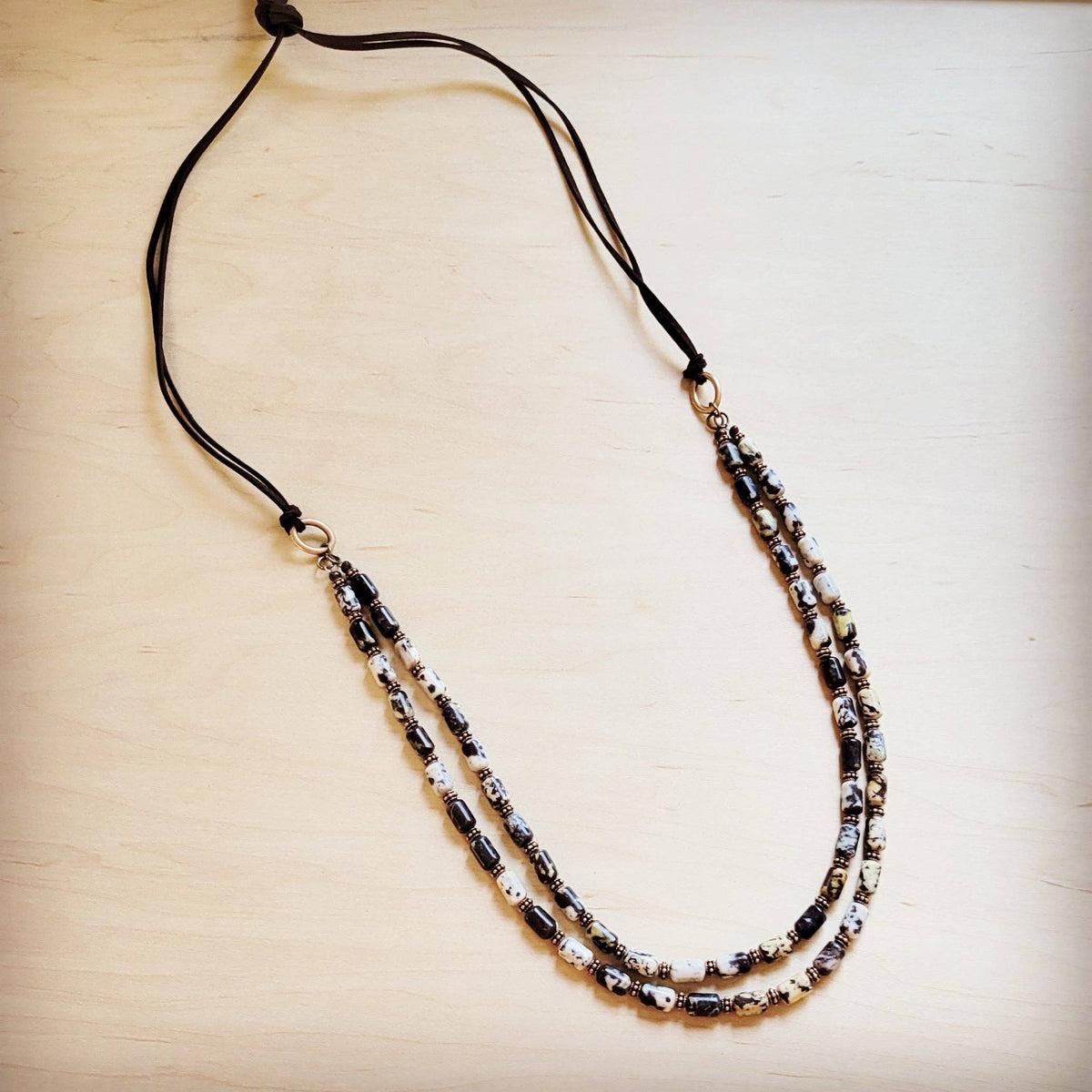 Yellow Turquoise Double Strand Beaded necklace w/ Tassel 2