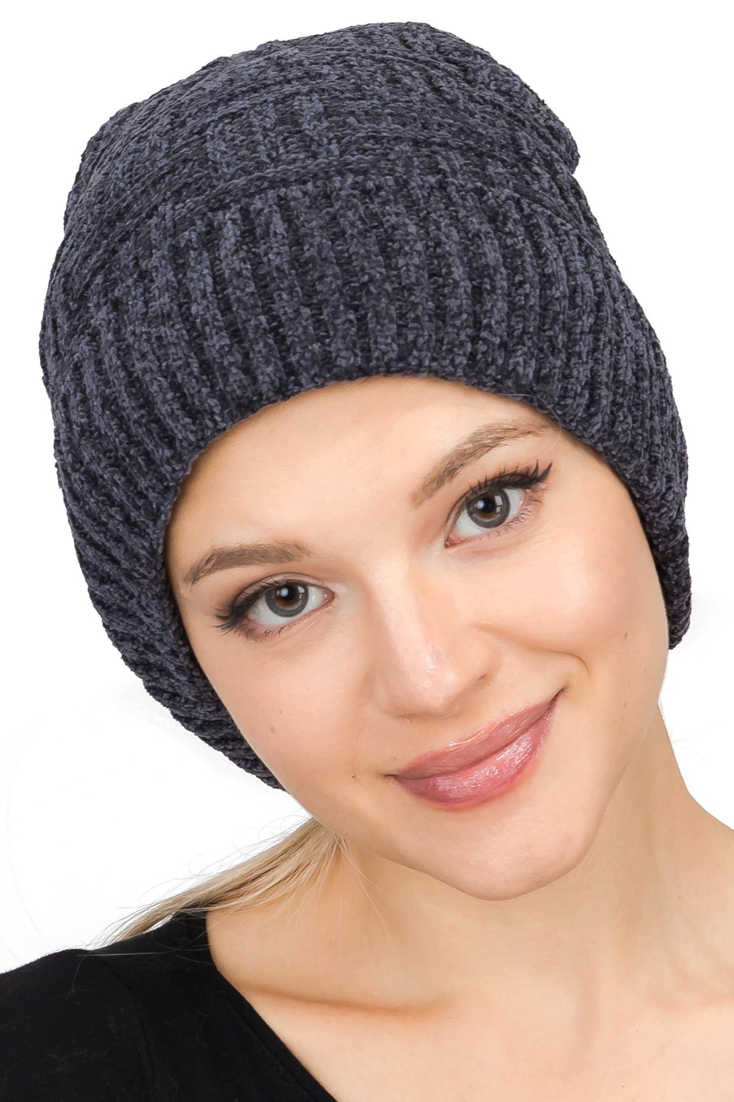 Velvety Chenille Basket Knitted Fleece Lined Beanie