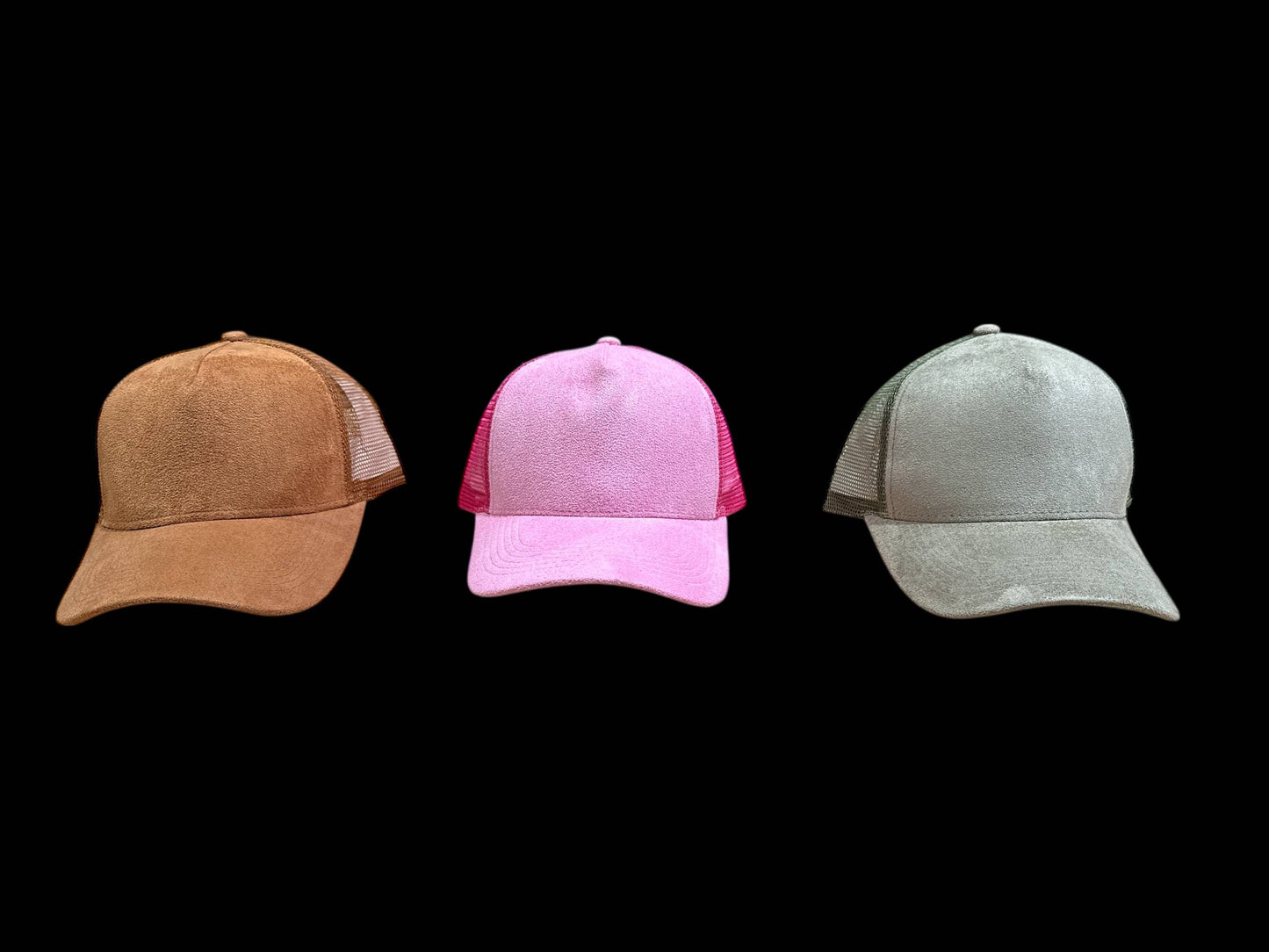 Trucker Cap Vegan Suede : Black/White