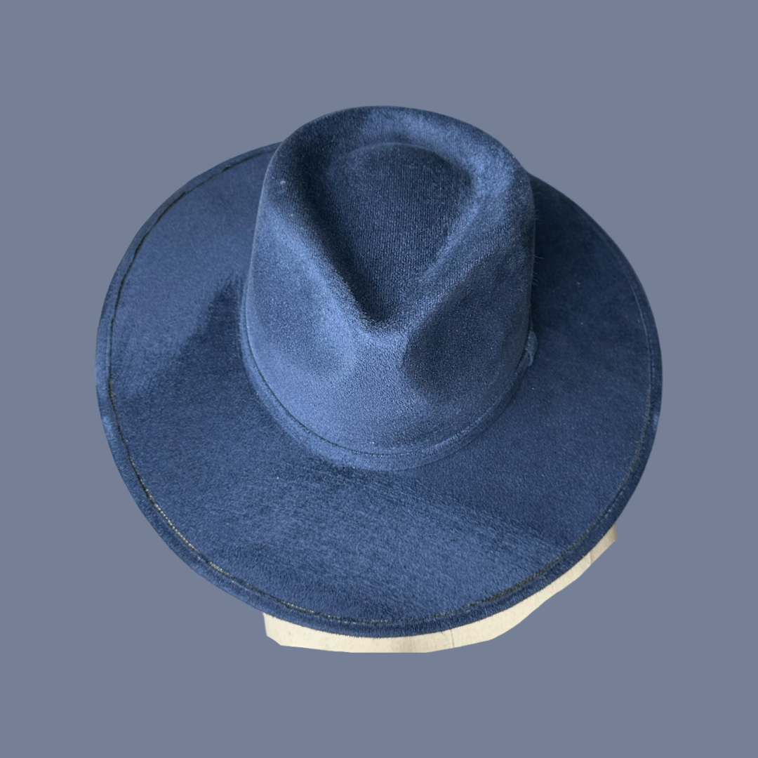 Tear Drop Vegan Suede Rancher Flat Brim: Rust / Large