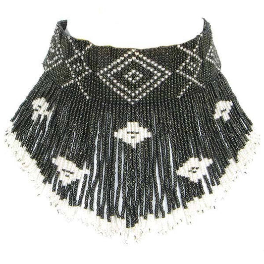 Handmade Beaded Black Medicine Man'S Eye Choker Necklace