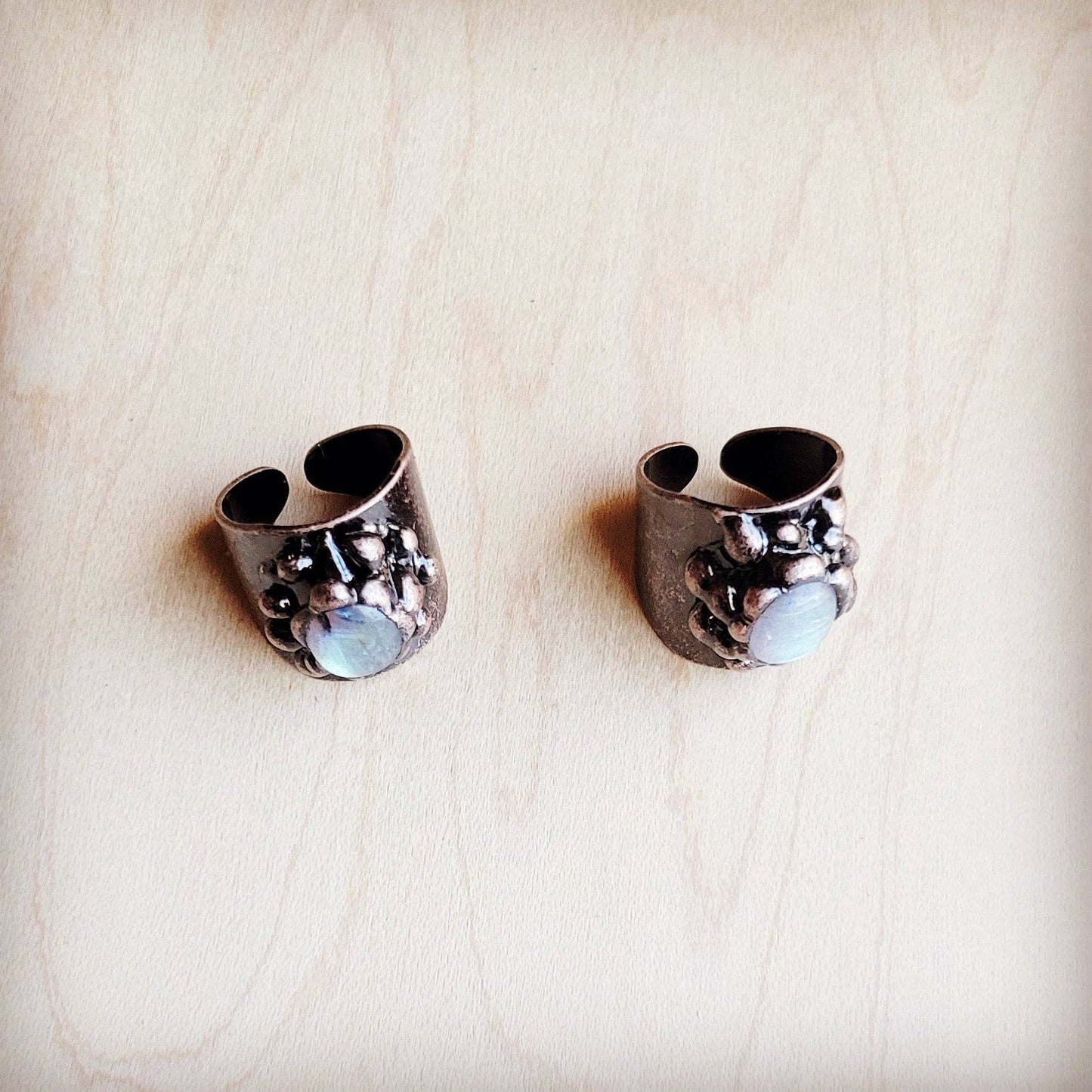 Labradorite Cuff Ring in Antique Copper 012ee