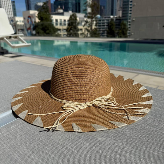 Boho Frayed Edge Straw Sun Hat – Effortless Summer Chic: Dark Natural