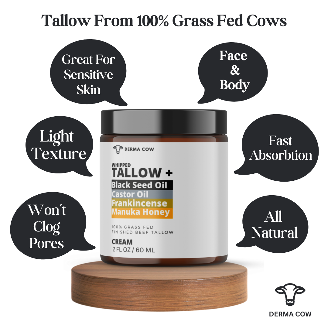 Tallow Cream+ Black Seed Oil,Castor,Frankincense, Manuka-2oz