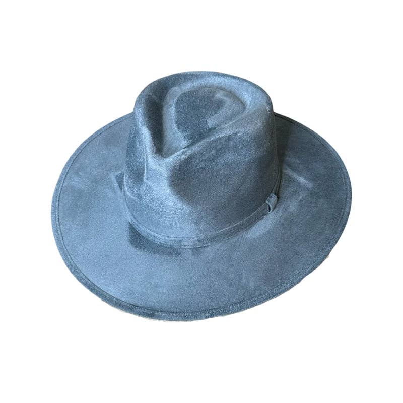 Tear Drop Vegan Suede Rancher Flat Brim: Rust / Large