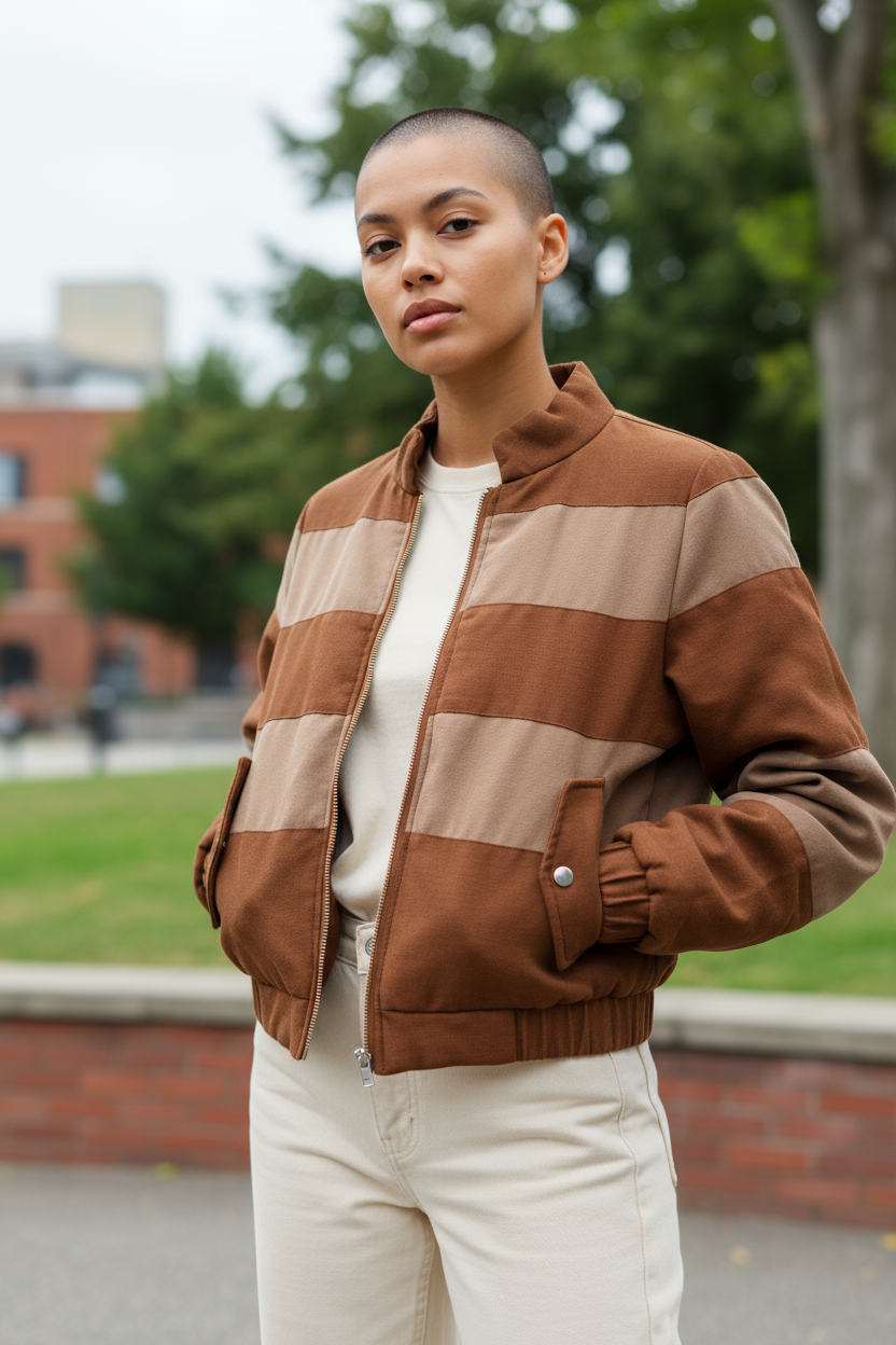 Crop jacket rust stripe
