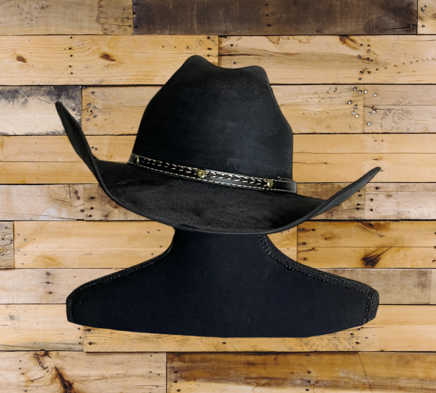 Chihuahua Cowboy Vegan Suede Hat : Black / Medium 55-58cm