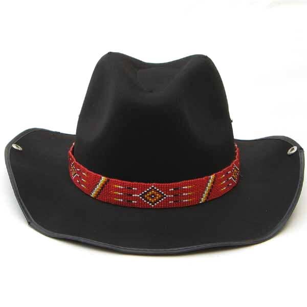 Red White Medicine man's Beadwork Beaded Cowboy Hat Band Belt
