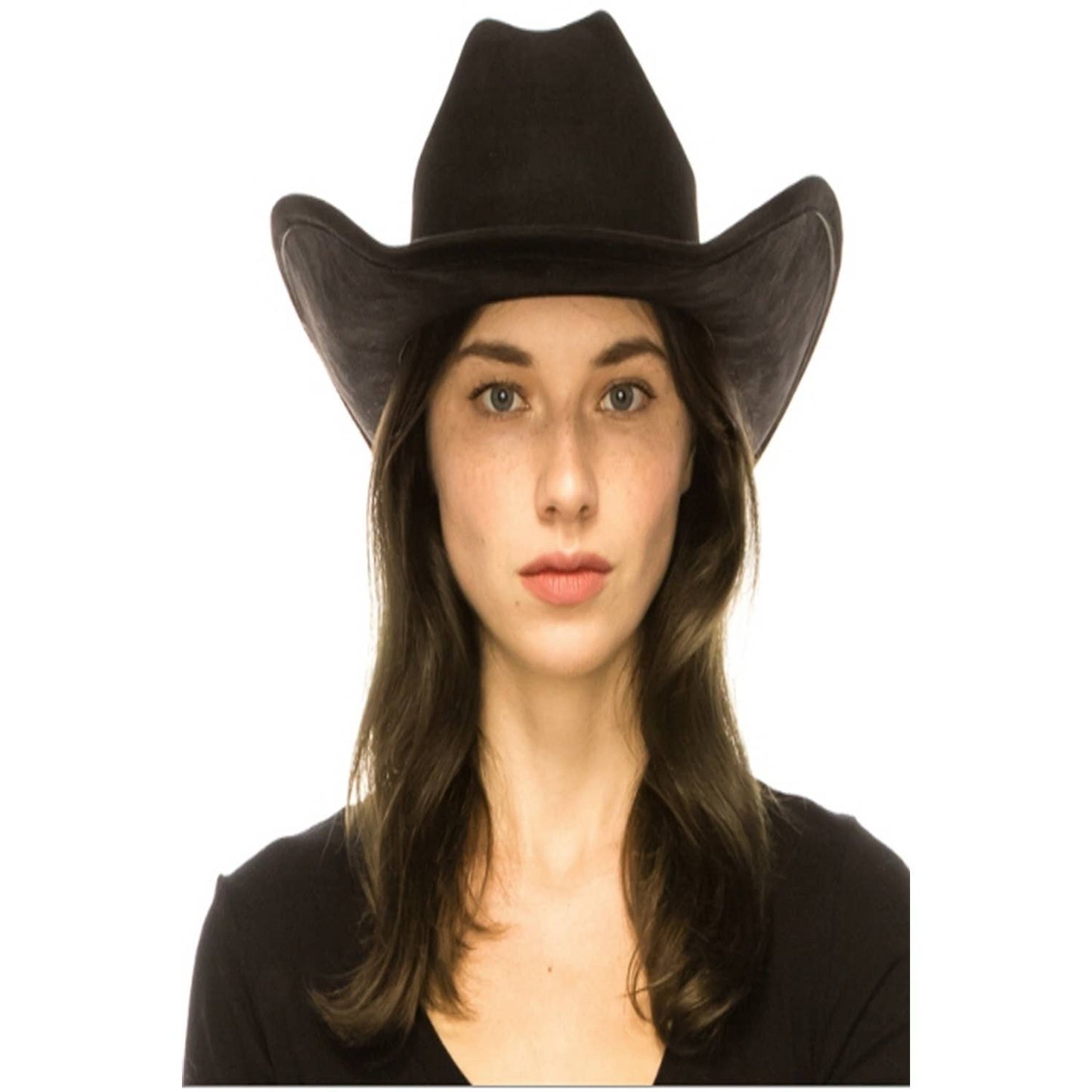VEGAN SUEDE CATTLEMAN COWBOY HAT: BLACK / ONE SIZE