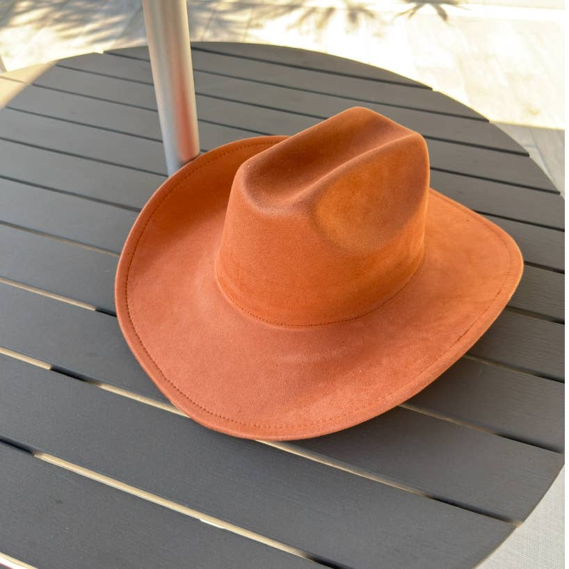 🤠 Vegan Suede Cattleman Cowboy Hat: Brown