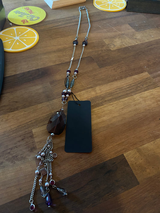 Purple glass stone necklace - vintage 35.00