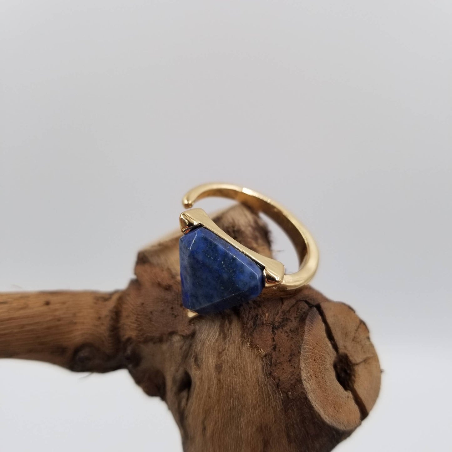 Triangle Natural Stone Ring: Purple