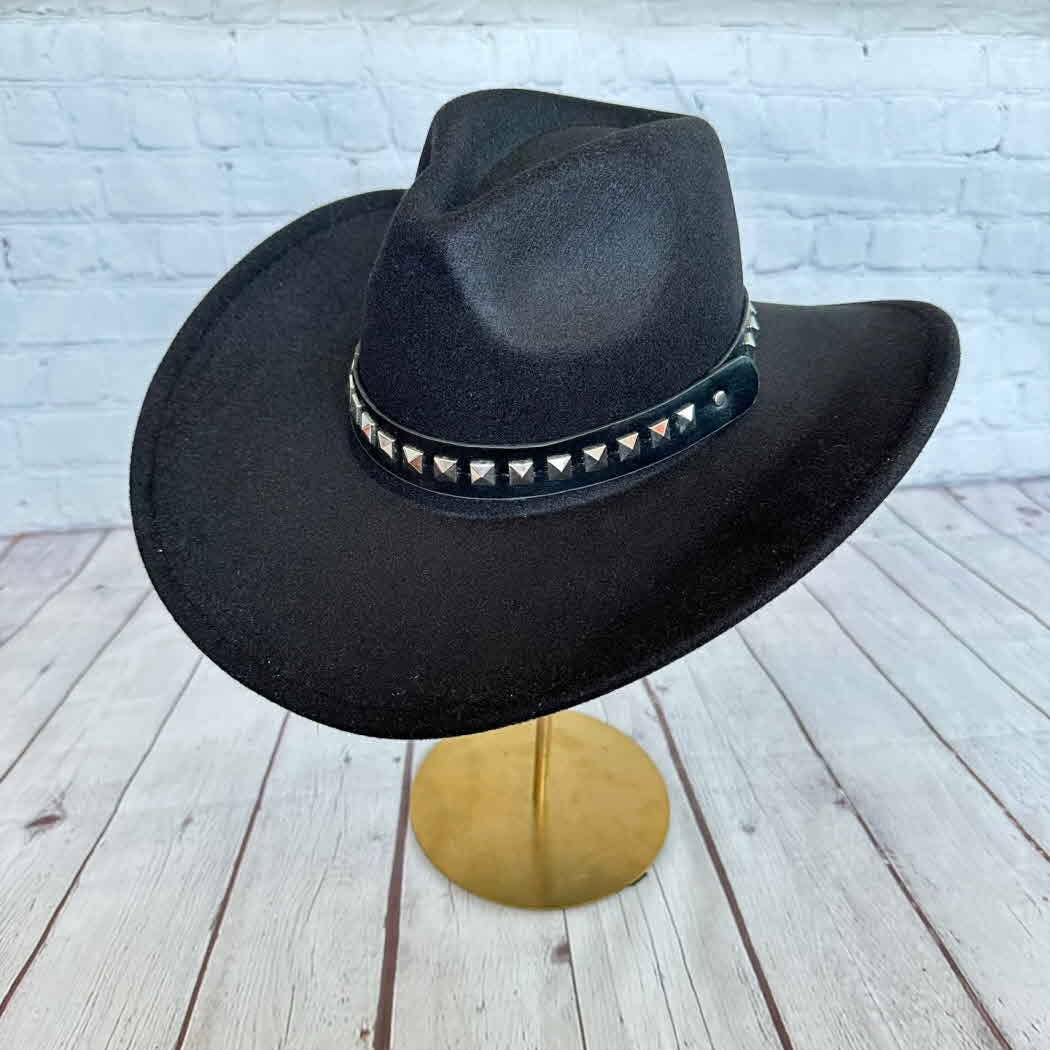 Vegan Cattlemen Cowboy Hat with Embellishments leather Belt: RUST / ONE SIZE