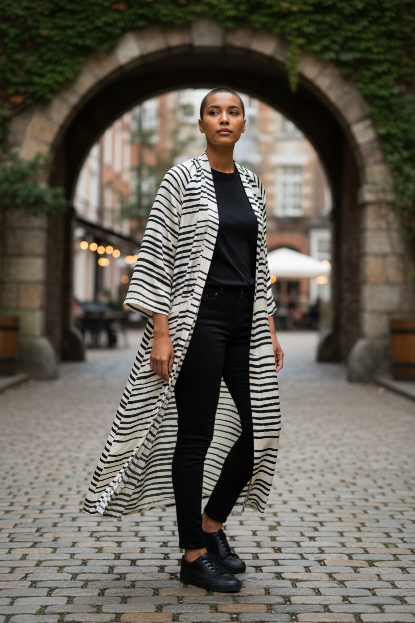 Black and white strip cover up