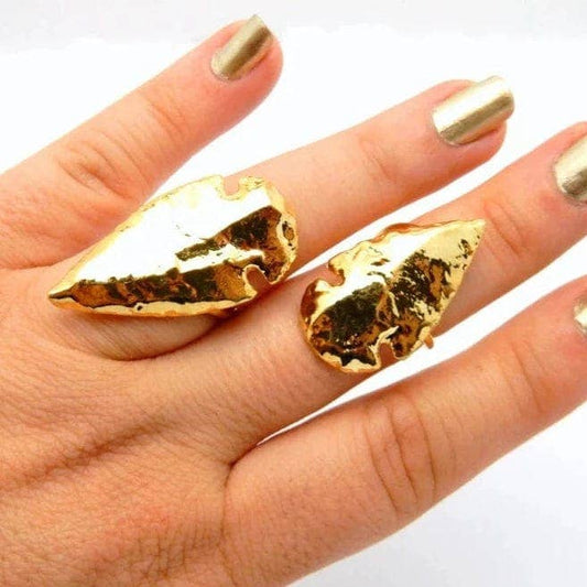 Crystal Arrowhead Ring with 24k Gold Electroplated Edges