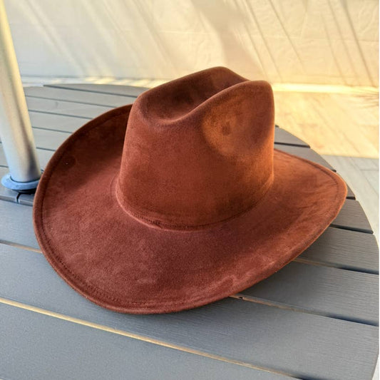 🤠 Vegan Suede Cattleman Cowboy Hat: Brown