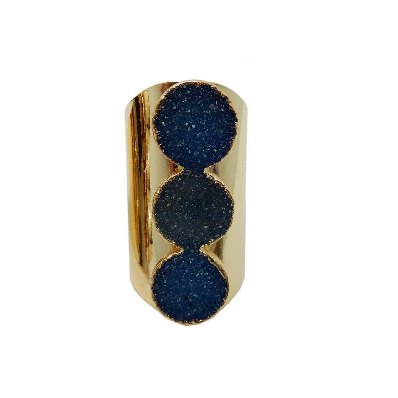 Druzy Crystal Statement Ring: Blue / Silver