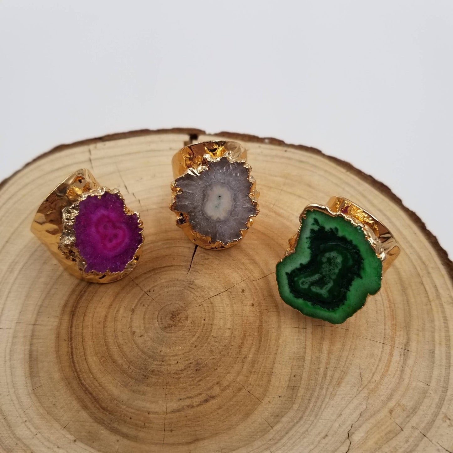 Rough Cut Stone Ring: Green