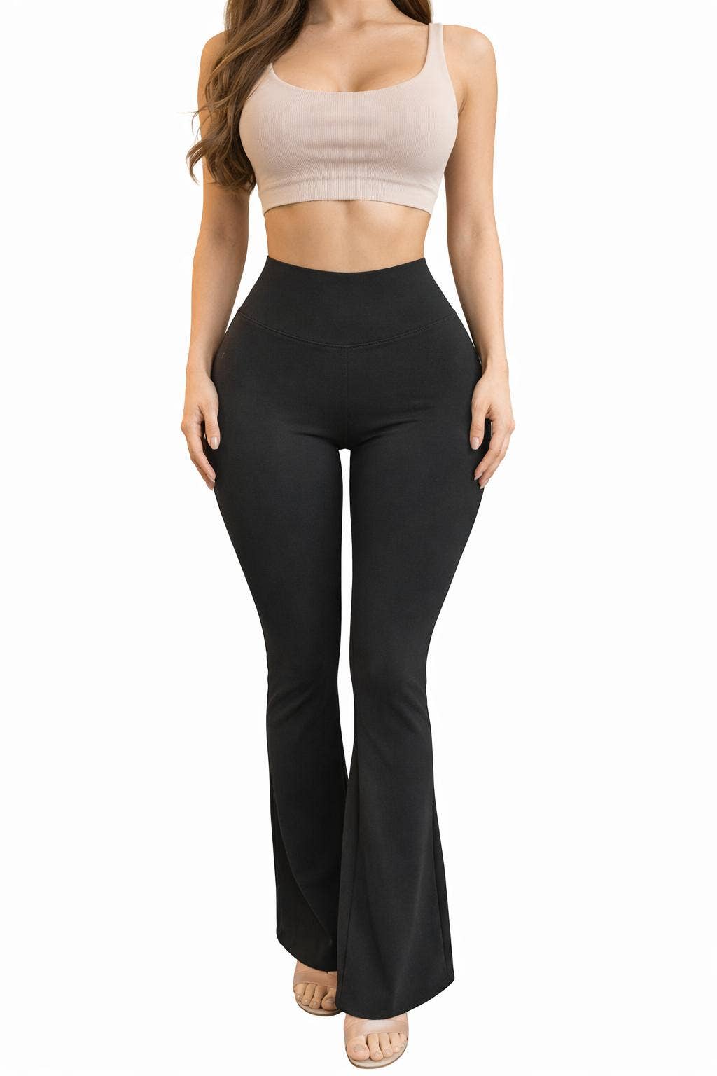 Faja waist control hip lifting flare body shaper yoga pants: Navy