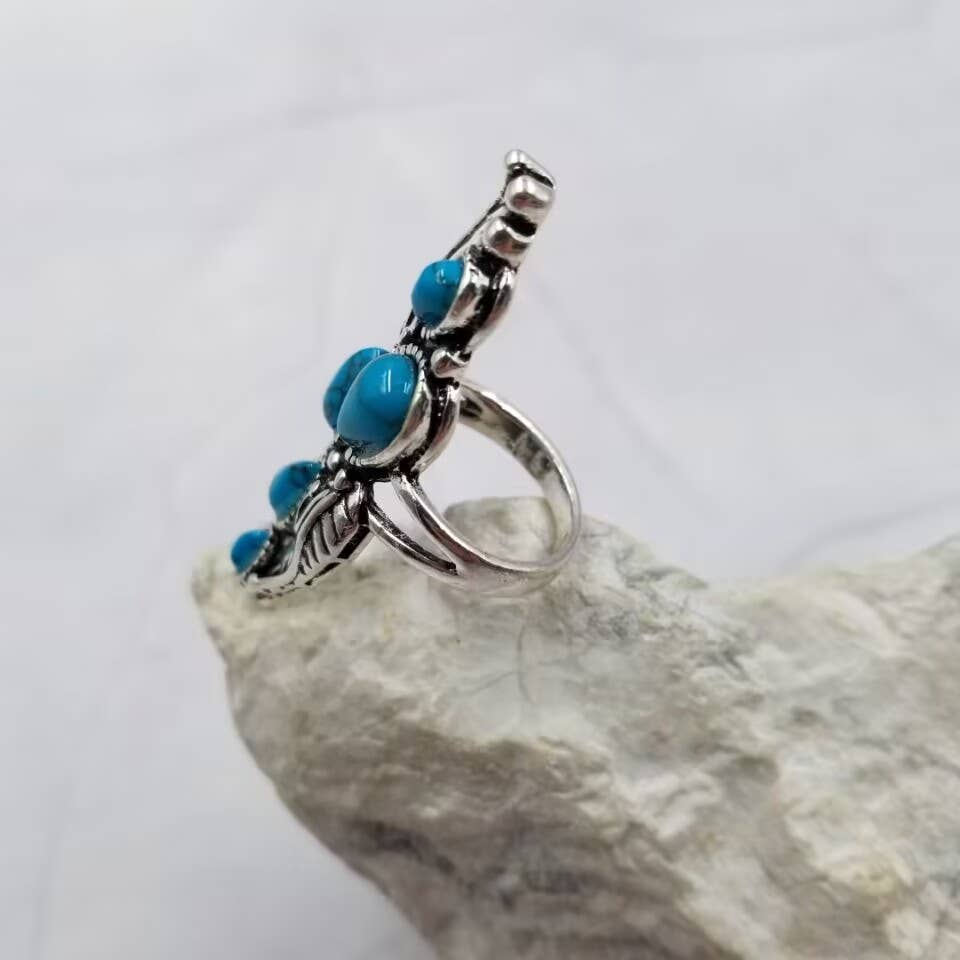 Water Drop Turquoise Stone Ring: 9